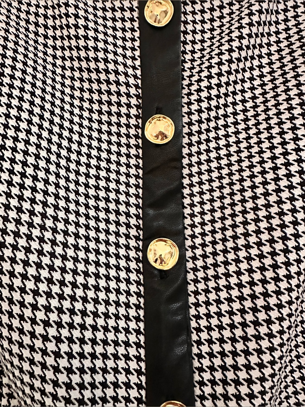Commense Black & White Houndstooth Sleeveless Vest Top Gold Buttons Size Large - Picture 4 of 12